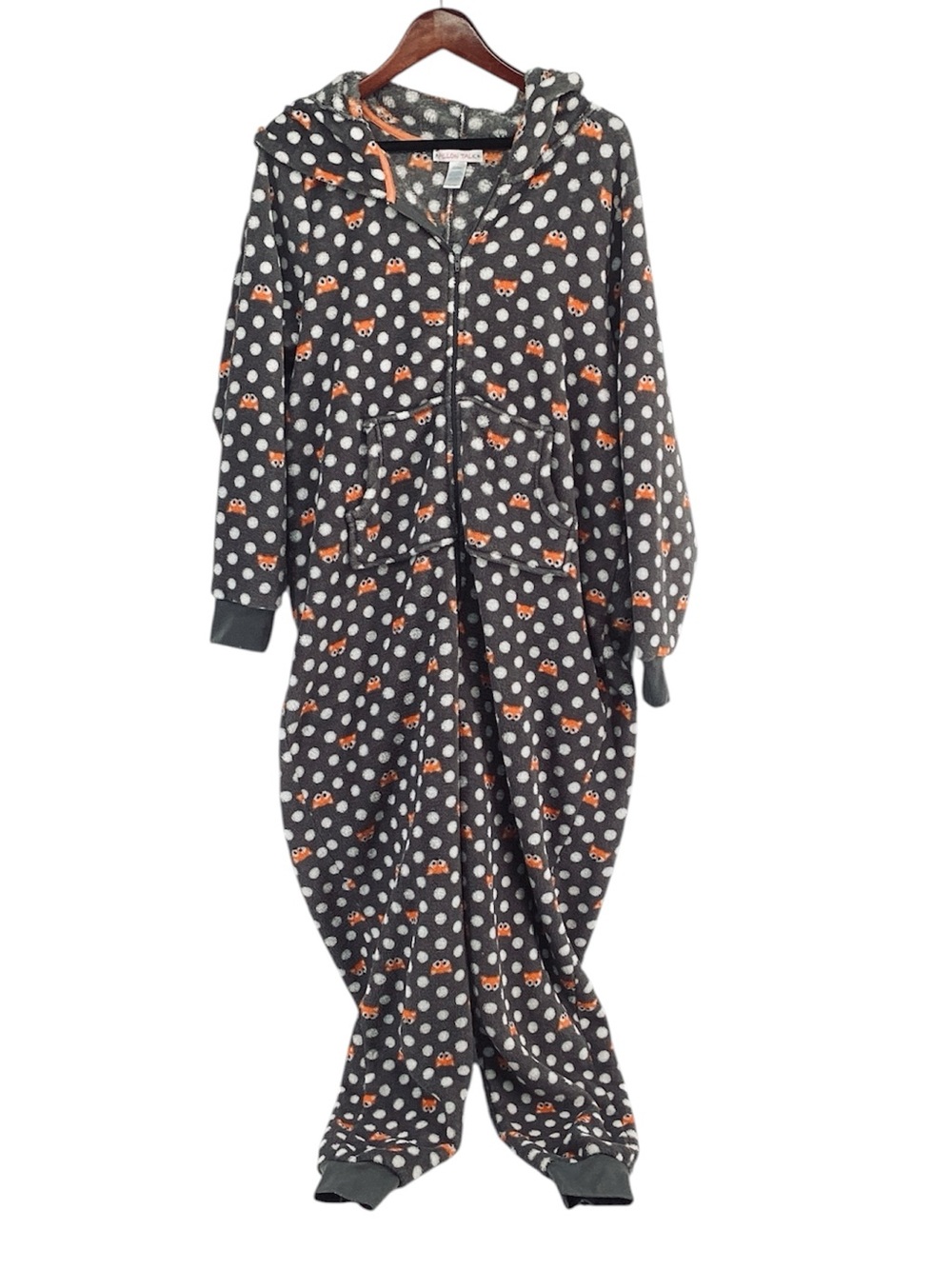 🐷 Pillow Talk Fox Polka Dot Hooded Pajama Jumpsuit, Size XL